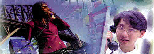 Bluephone, woman, Harbour Bridge, streetphone user and handset.